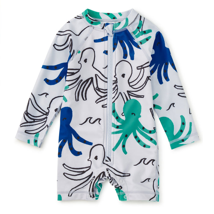 Tea - Long Sleeve Rash Guard Swimsuit - Sketched Otcopus-Swim-3-6M-Posh Baby
