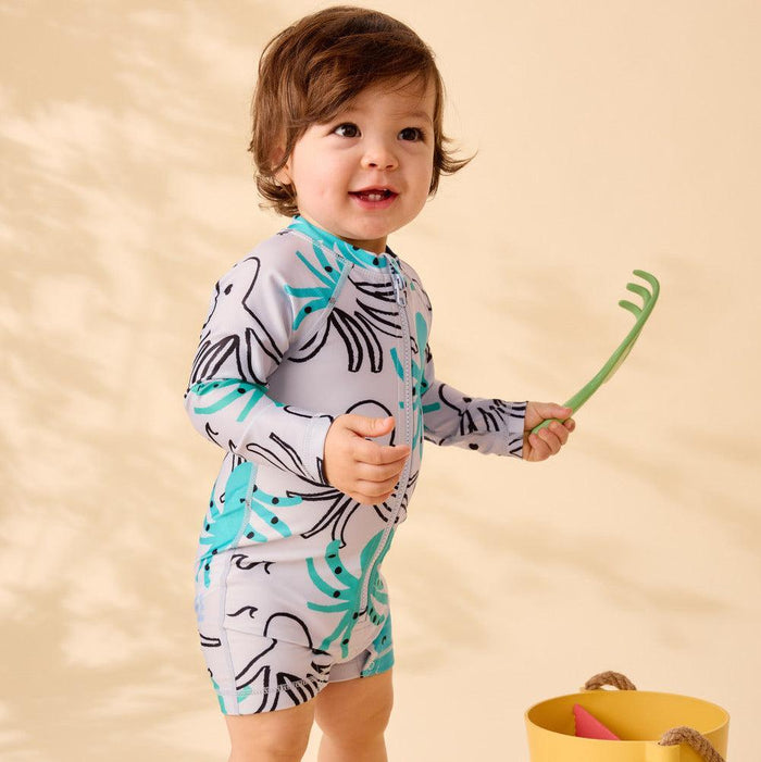 Tea - Long Sleeve Rash Guard Swimsuit - Sketched Otcopus-Swim-3-6M-Posh Baby