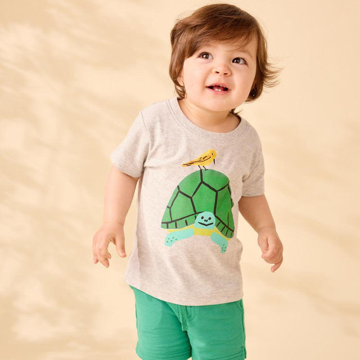 Tea - Short Sleeve Cotton Tee - Turtle Time-Short Sleeves-3-6M-Posh Baby