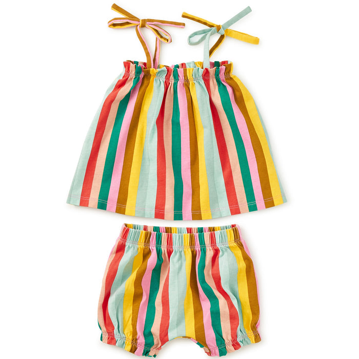 Tea - Tie-Strap Tank & Short Set - Rainbow Stripe-Sets-3-6M-Posh Baby