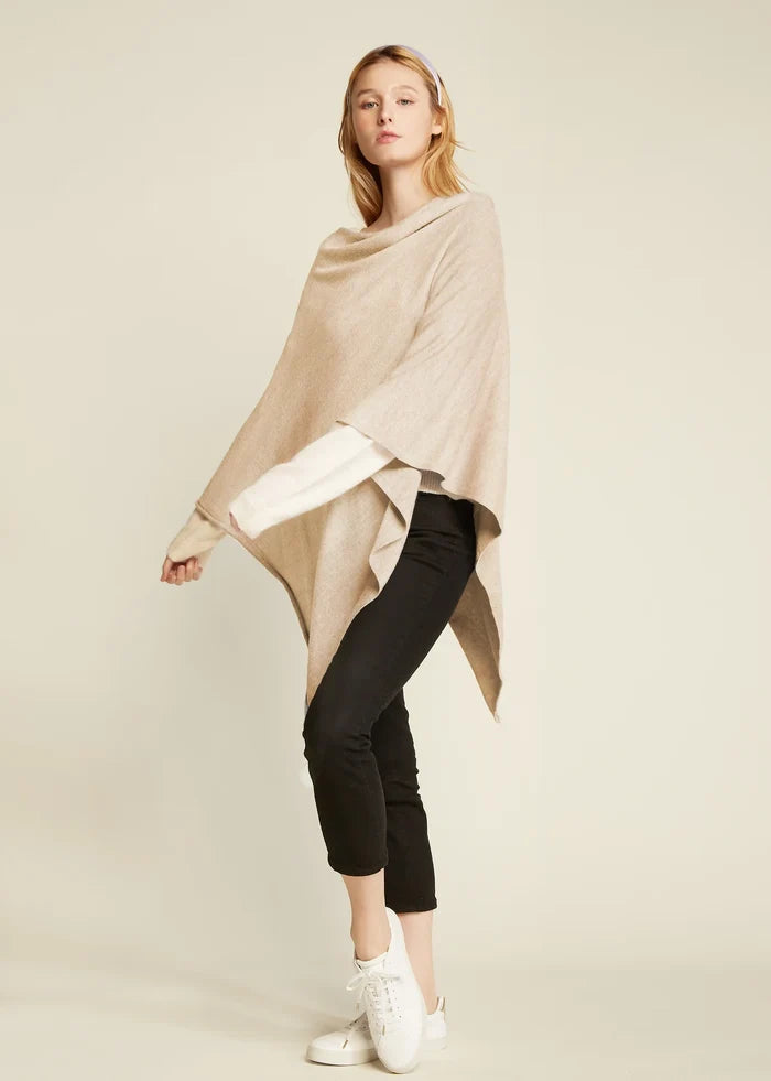 Terri Triangle Poncho in Beige - Madison's Niche