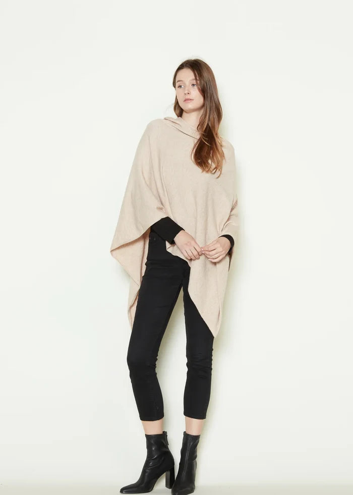 Terri Triangle Poncho in Beige - Madison's Niche