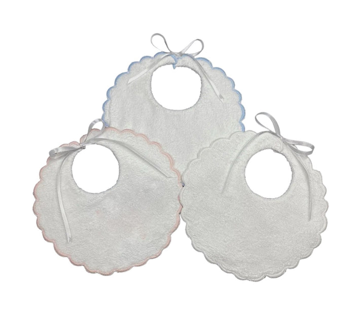 Terry Scallop Baby Bib Monogram