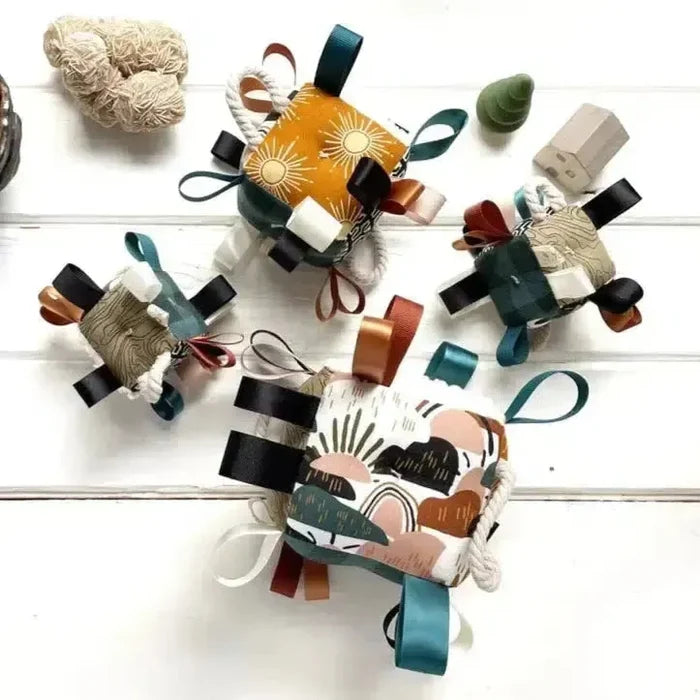The Bird & Elephant - Handmade Soft Sensory Block - 4" Earth Rainbow-Plush Rattles + Teething Toys-Posh Baby