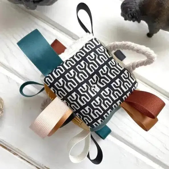 The Bird & Elephant - Handmade Soft Sensory Block - 4" Earth Rainbow-Plush Rattles + Teething Toys-Posh Baby