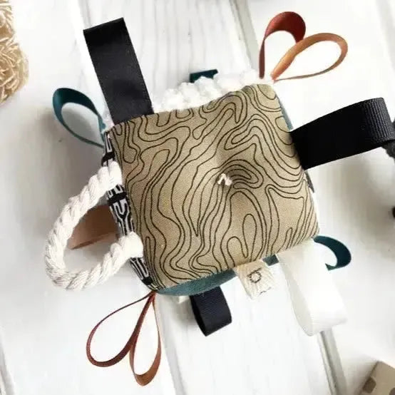 The Bird & Elephant - Handmade Soft Sensory Block - 4" Earth Rainbow-Plush Rattles + Teething Toys-Posh Baby