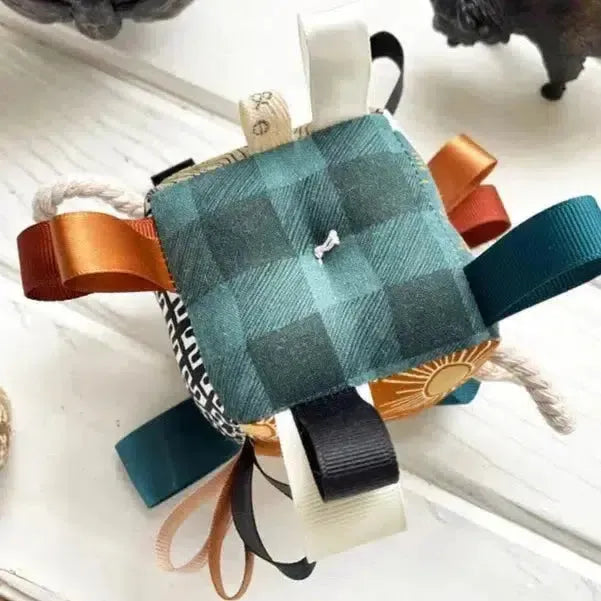 The Bird & Elephant - Handmade Soft Sensory Block - 4" Earth Rainbow-Plush Rattles + Teething Toys-Posh Baby