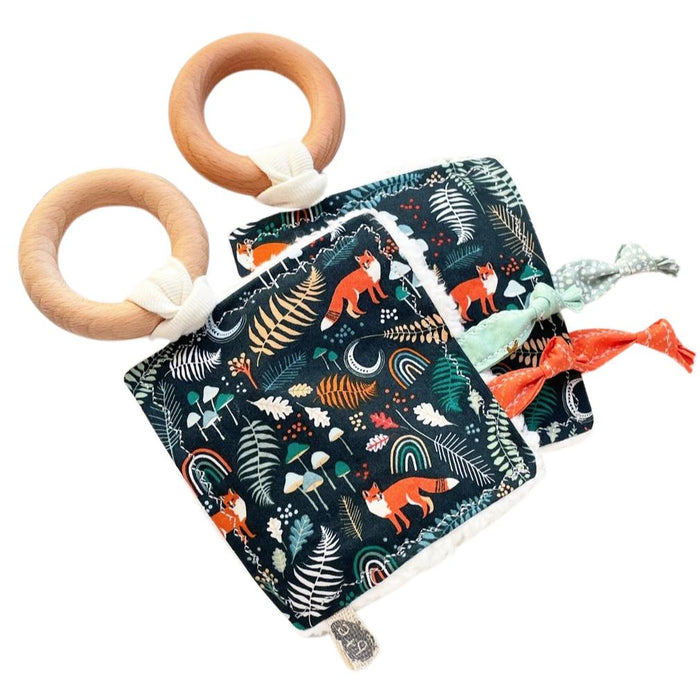 The Bird & Elephant - Handmade Soft Sensory Crinkle Toy - Fox & Rainbows-Plush Rattles + Teething Toys-Posh Baby