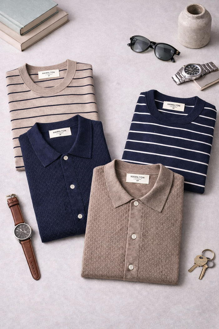 The Harold Striped Crew Neck Tee - Navy/White Stripe