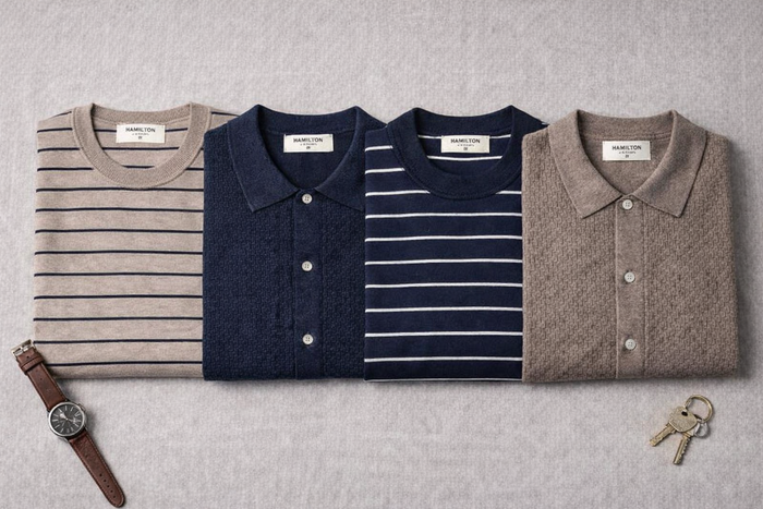 The Harold Striped Crew Neck Tee - Navy/White Stripe