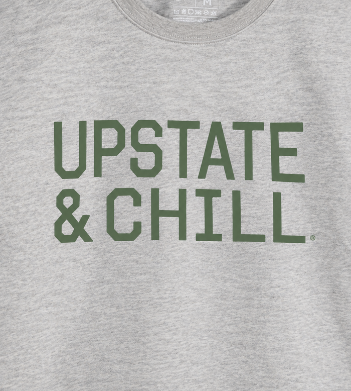 The Linear: Upstate & Chill® Crewneck - Heathered Oatmeal / Green