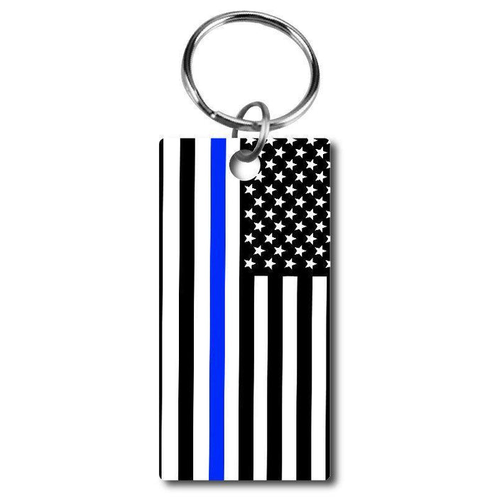 Thin Blue Line Flag  Acrylic Key Chain - Schoppix Gifts
