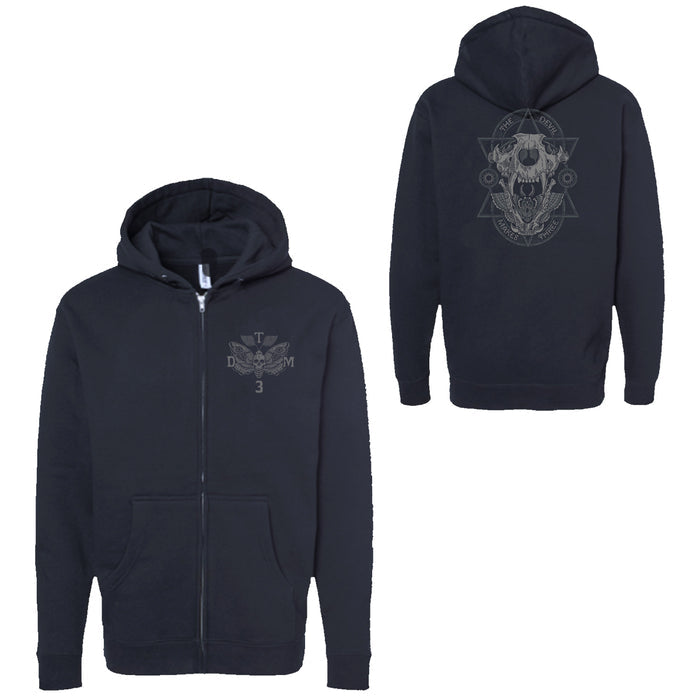 Tiger Skull Black Zip Hoodie - Bingo Merch