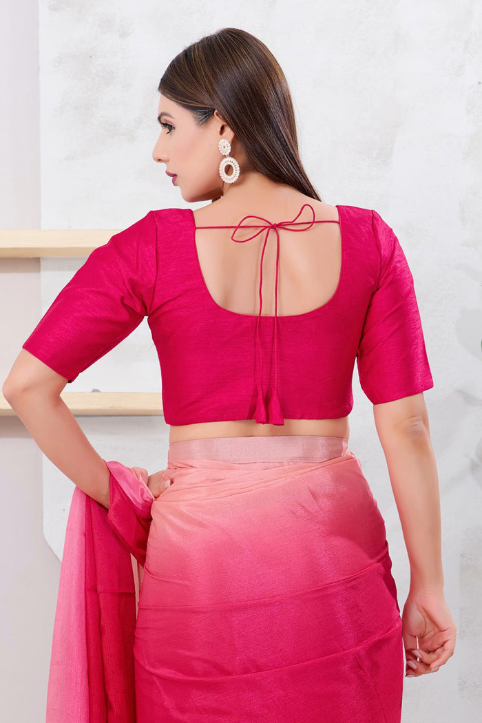 Tomato Pink Solid Dupion Silk Blouse