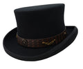 Different Touch Victorian Western Steampunk Top Hat with Leather Band and Chain