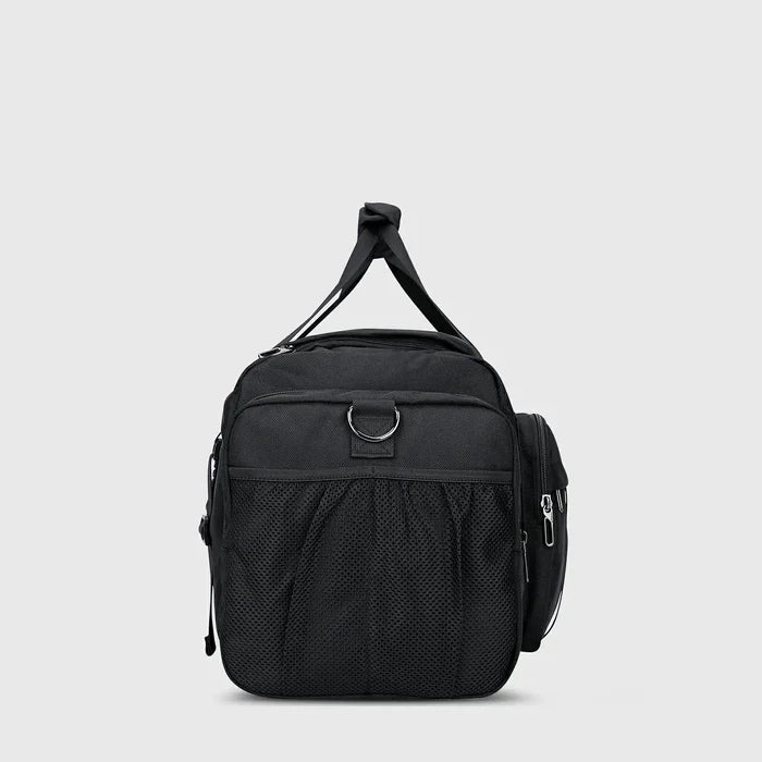 Travel Duffel Bag for Men Nylon Carry on Weekender Bag, side profile and travel size