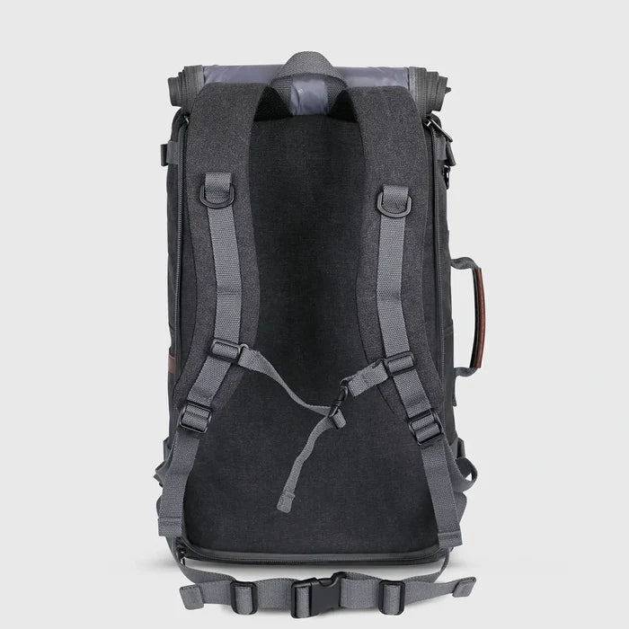 Travel Luggage Canvas Backpack for Men 22.5 Inch, rear panel and padded shoulder straps