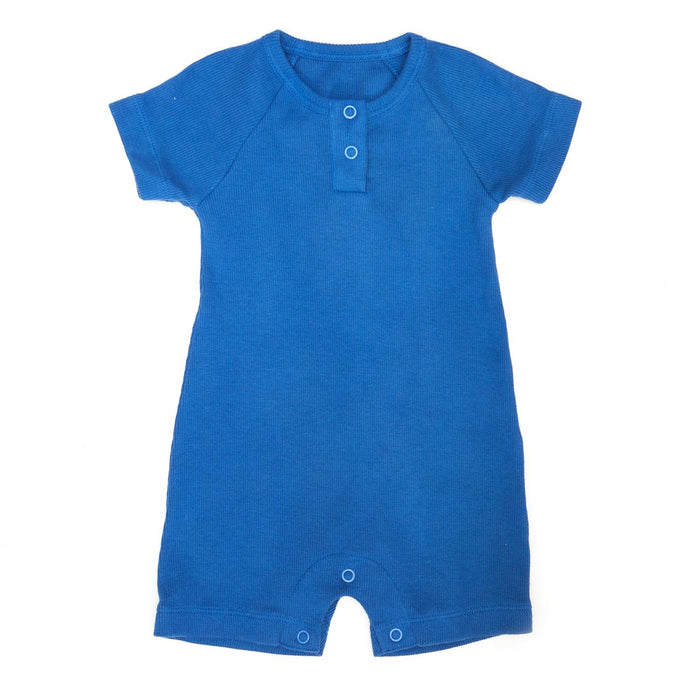 Tun Tun (Peru) - Cotton Short Sleeve Ribbed Romper - Cobalt-Sets-3-6M-Posh Baby