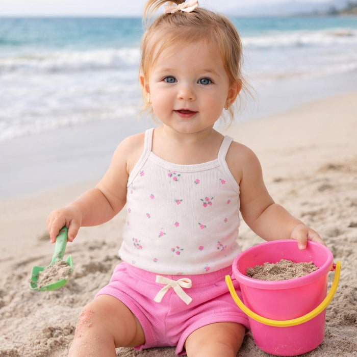 Tun Tun (Peru) - Cotton Tank Top & Shorts Set - Pink Strawberries-Sets-3-6M-Posh Baby