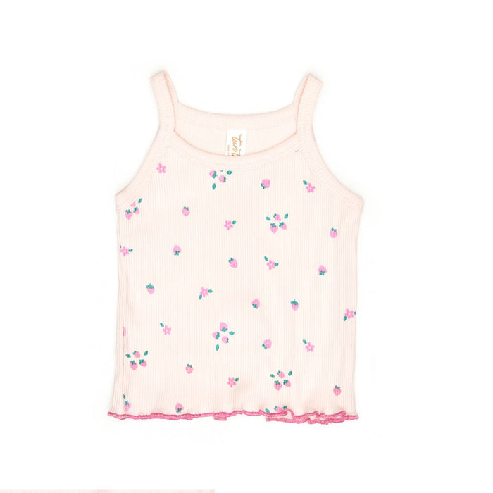 Tun Tun (Peru) - Cotton Tank Top & Shorts Set - Pink Strawberries-Sets-3-6M-Posh Baby