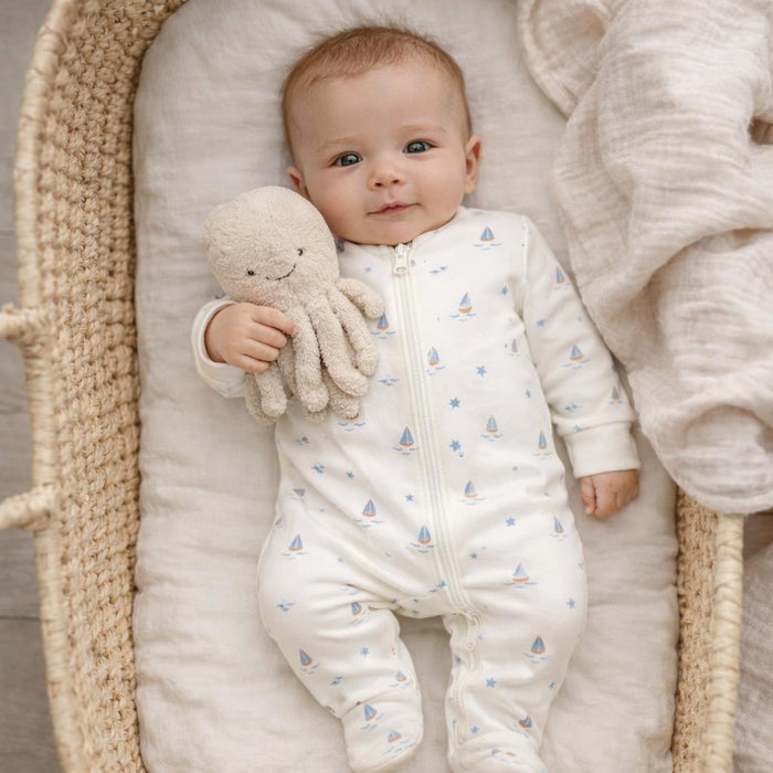 Tun Tun (Peru) - Cotton Two Way Zipper Footie - Sailboats-Footies + Rompers (Fashion)-Newborn-Posh Baby