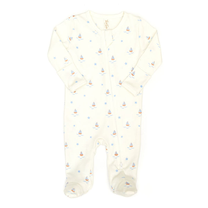 Tun Tun (Peru) - Cotton Two Way Zipper Footie - Sailboats-Footies + Rompers (Fashion)-Newborn-Posh Baby