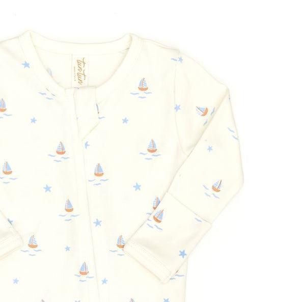 Tun Tun (Peru) - Cotton Two Way Zipper Footie - Sailboats-Footies + Rompers (Fashion)-Newborn-Posh Baby