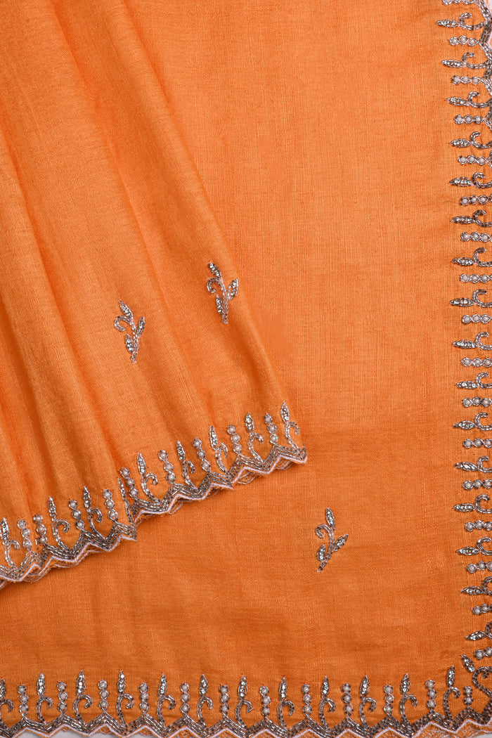 Turmeric Yellow Embroidered Matka Silk Saree