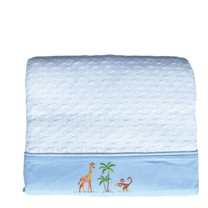 Cotton Blanket - Twin - On Safari - Blue