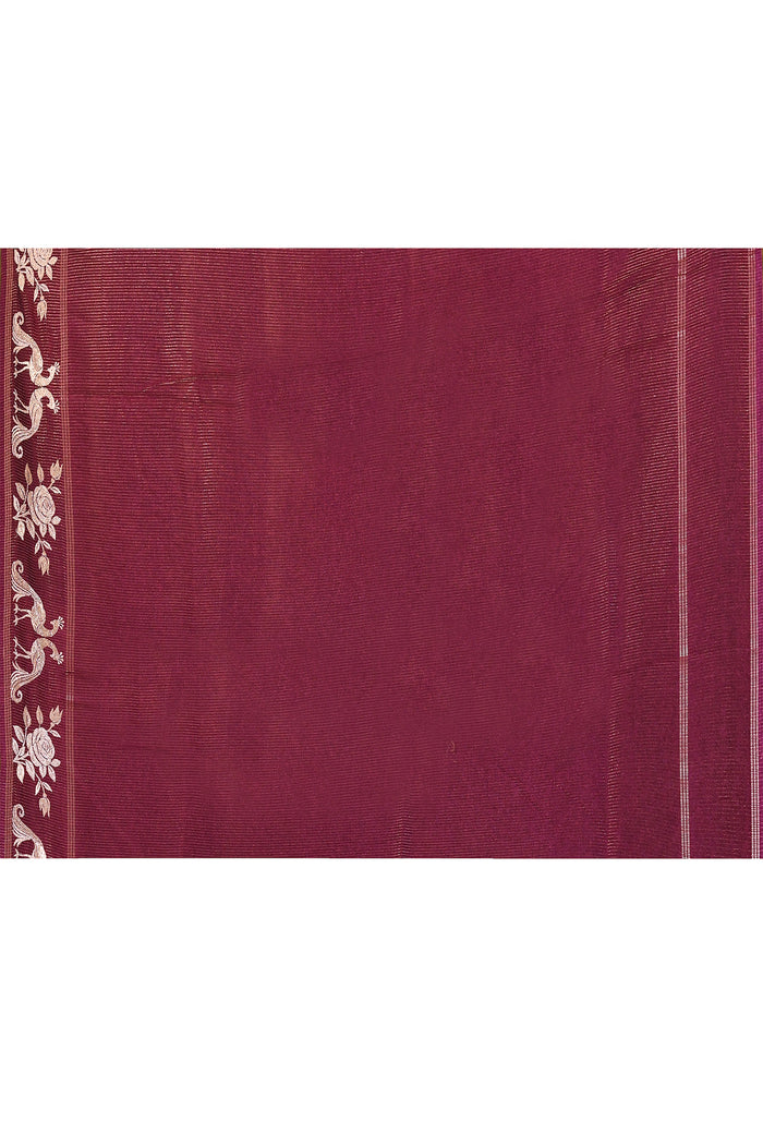 Tyrian Purple Tussar Embroidered Saree