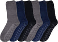 Unisex non-slip lounge slipper socks in cozy plain colors – 6-pair pack