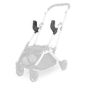 Stroller with attached car seat adapters on a white background
