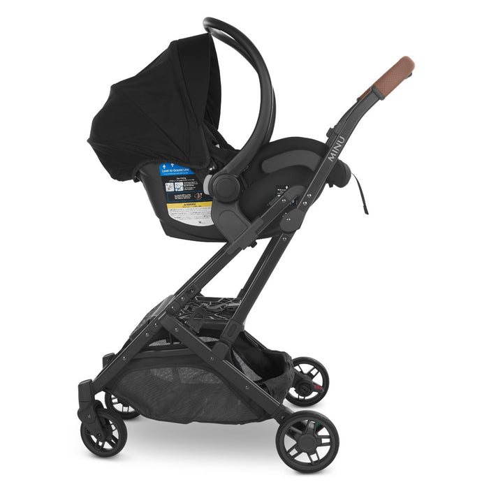 Stroller frame with car seat attached