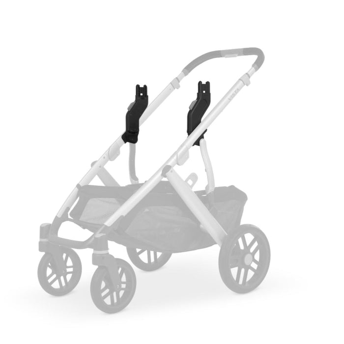 Photo showing adapter attachment to stroller frame.