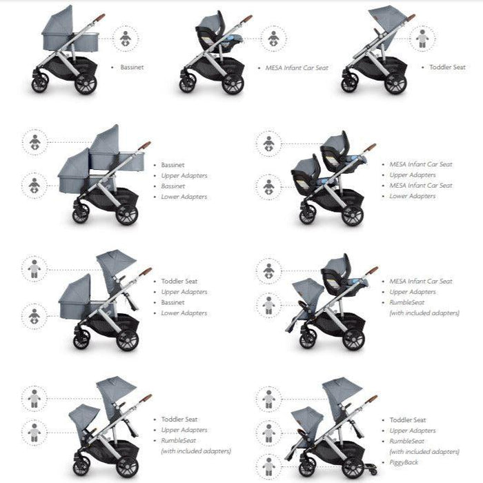 All configurations available for Vista stroller