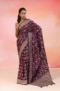 Valentino Purple Georgette Banarasi Saree With Jaal