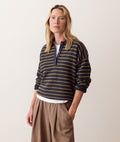 Valerie Polo Sweater - Twilight & Green Stripe