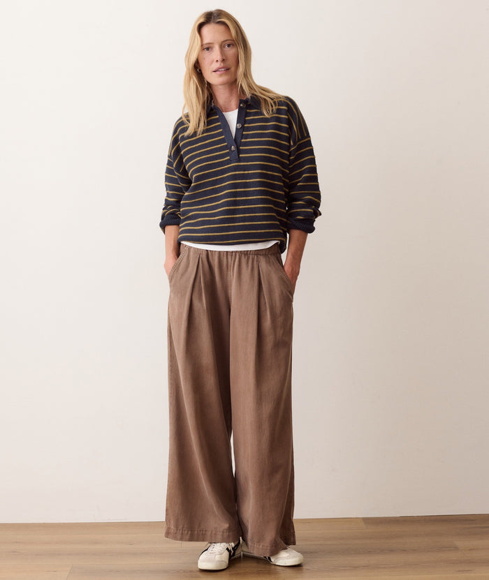 Valerie Polo Sweater - Twilight & Green Stripe