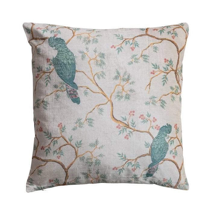 Velvet Birds & Branches Pillow - Madison's Niche