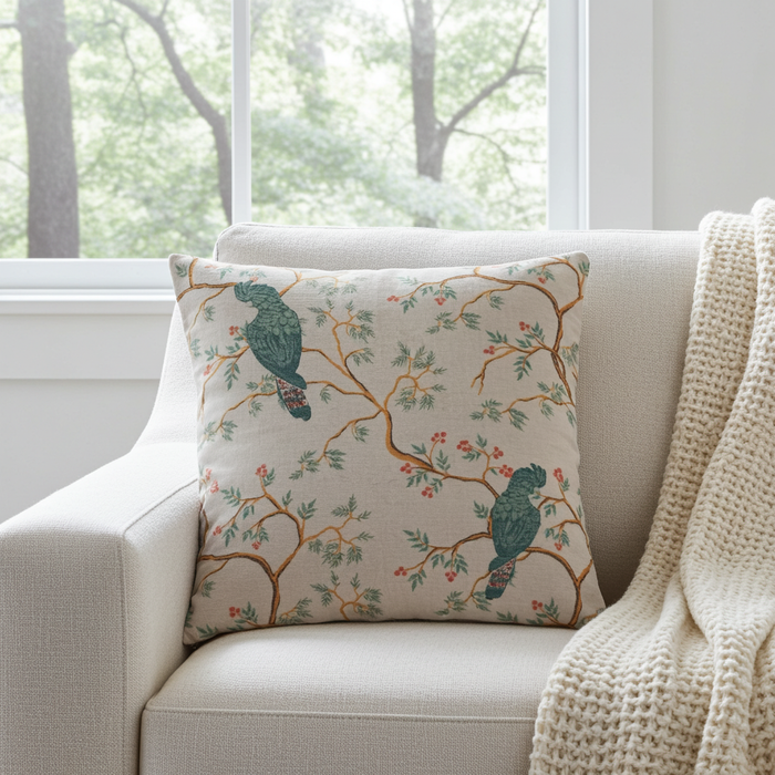 Velvet Birds & Branches Pillow - Madison's Niche
