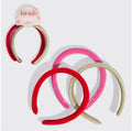 Velvet Headband 3pc Set - Red Pink & Green