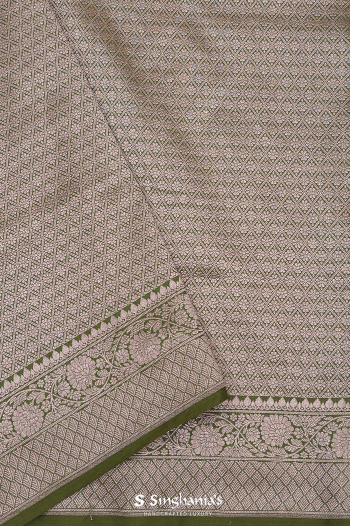 Verdun Green Banarasi Saree With Floral Jaal