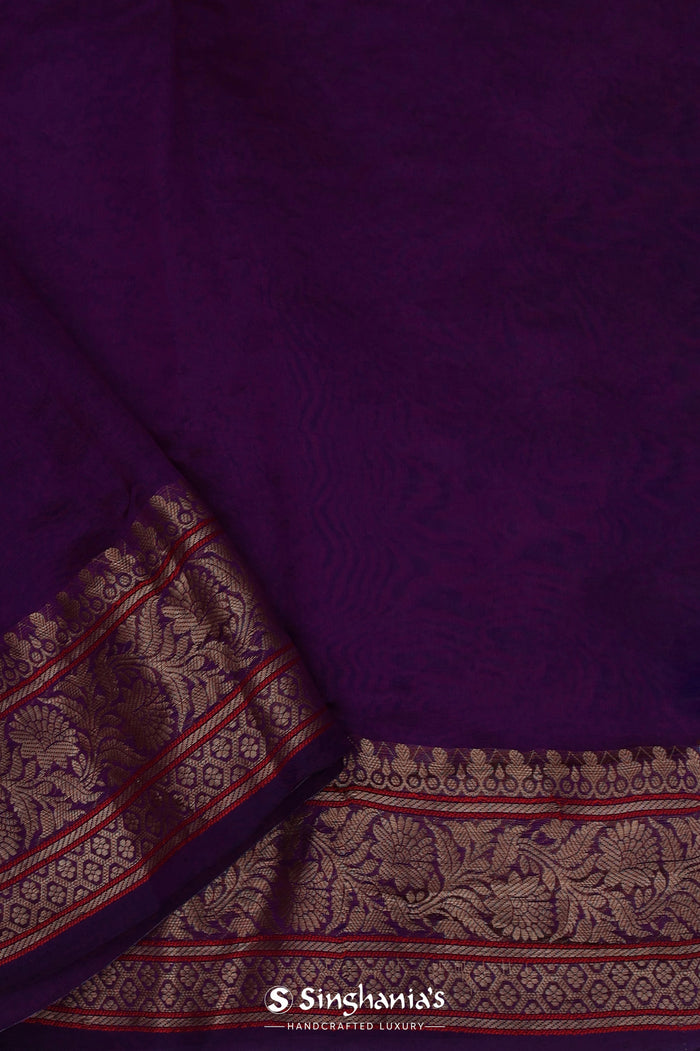 <img> Very Dark Violet Soft Chanderi Silk Saree With Embroidery Work