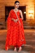 Vibrant Orange Chiffon Anarkali Set
