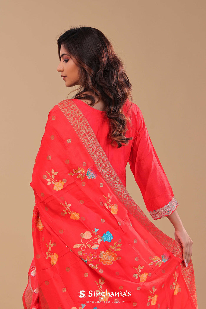 <img> Vibrant Orange Soft Silk Kurta Set