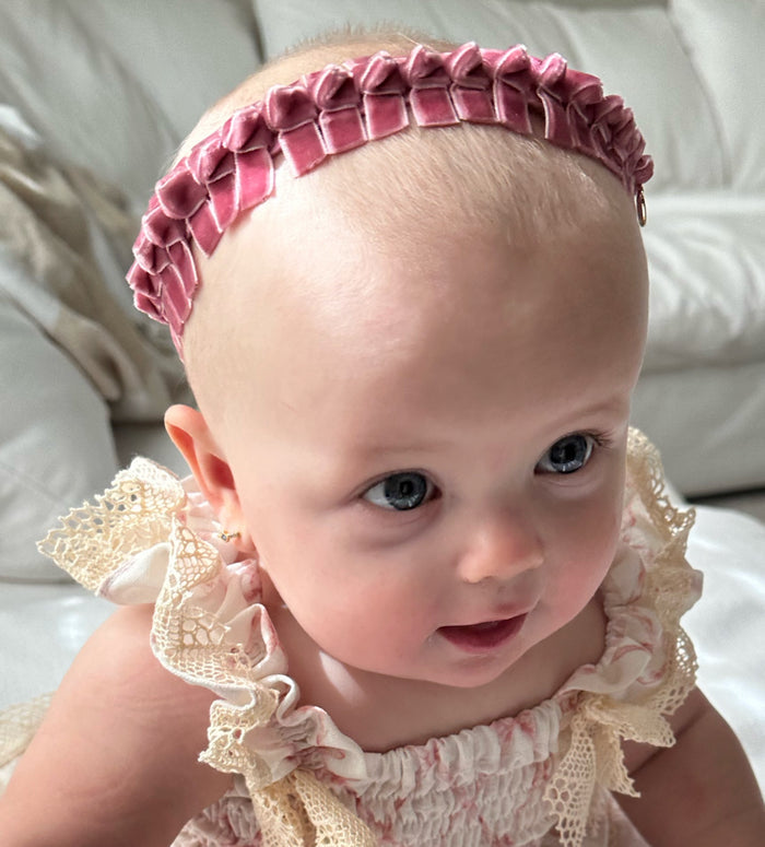 Vicky Velvet Tied Bows Pink Headwrap