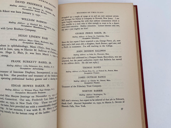 Vintage Book, Harvard College Class of 1925 Decennial Report 1935 at Duckwells