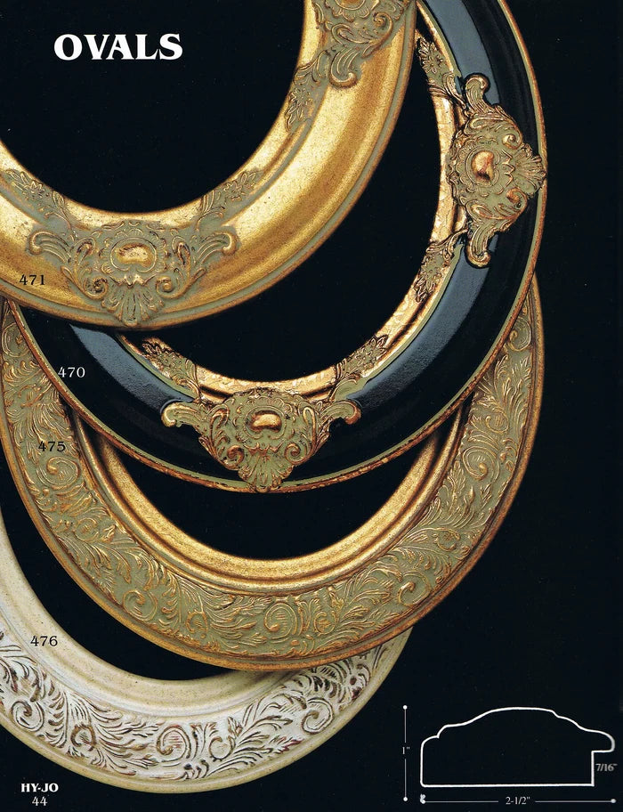 Vintage Gold Leaf Hand Finish Gallery Oval Picture Frame 16''x 20'' Moulding  2 1/2 " Wide #471