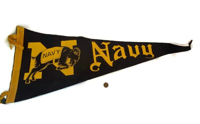 Vintage Navy Football Felt Pennant at Duckwells