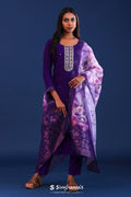 <img> Violet Crush Georgette Sequence Work Kurti Set